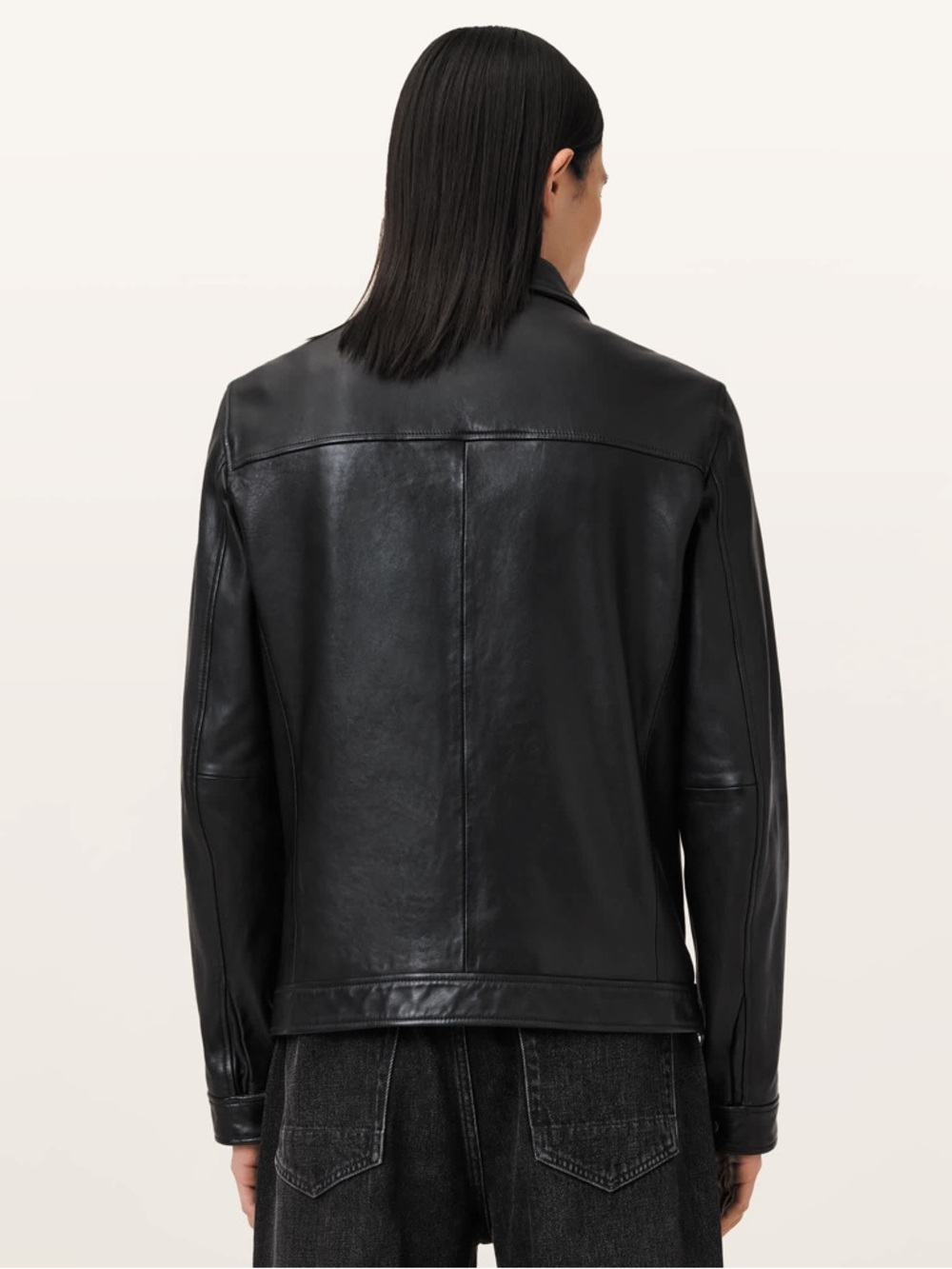 All Saints Black Leather Bomber Jacket LUCK LEATHER JACKET - Picture 7 of 15